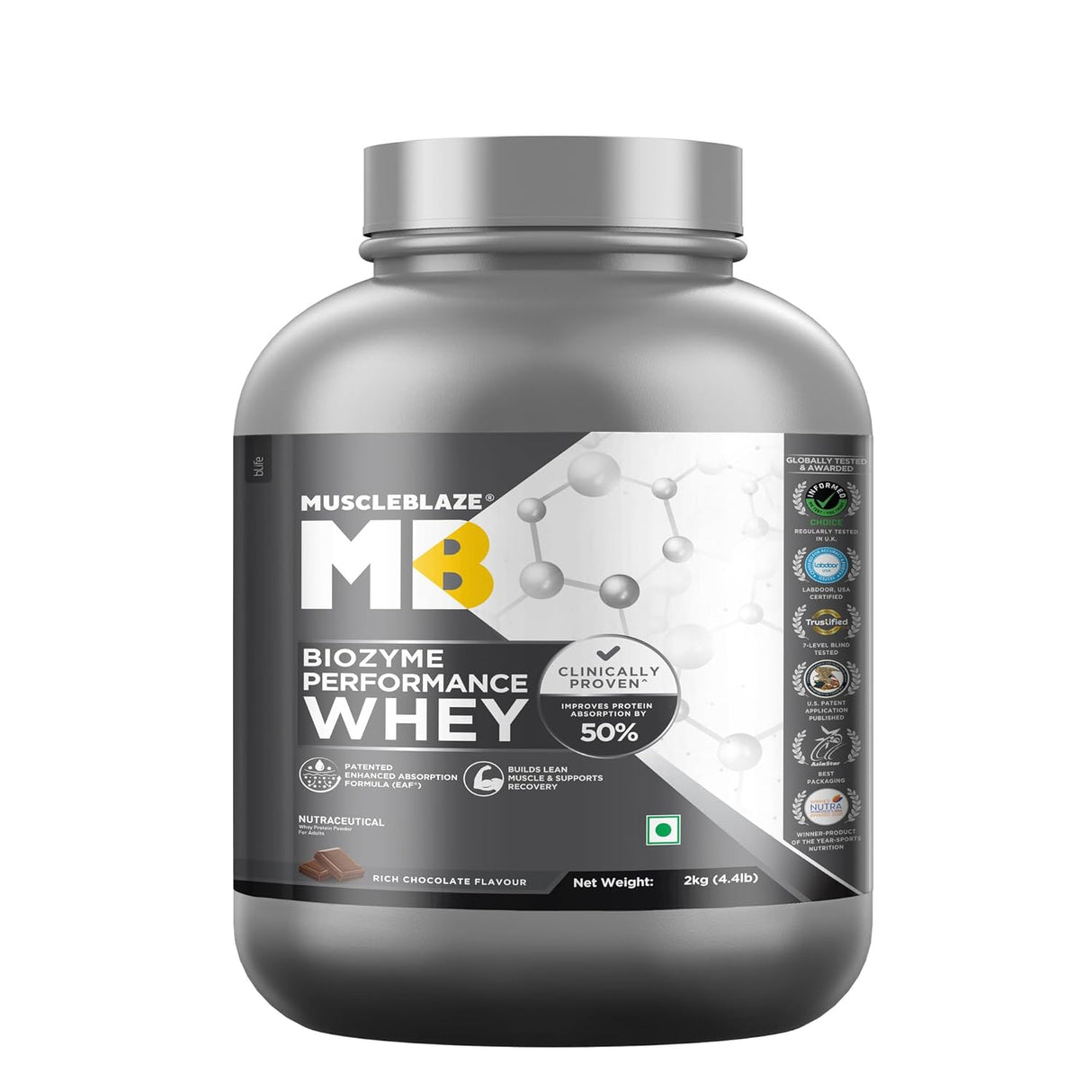 MuscleBlaze Biozyme Performance Whey - 4.4 Lbs