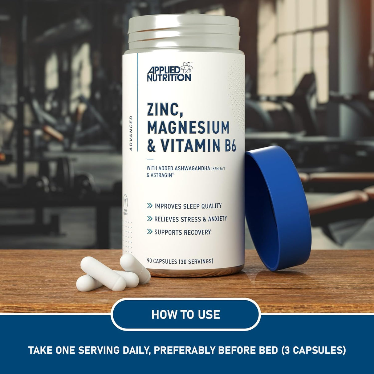 Applied Nutrition ZMA Pro | Zinc, Magnesium, Vitamin B6 & Ashwagandha | 90 Capsules (30 Servings)