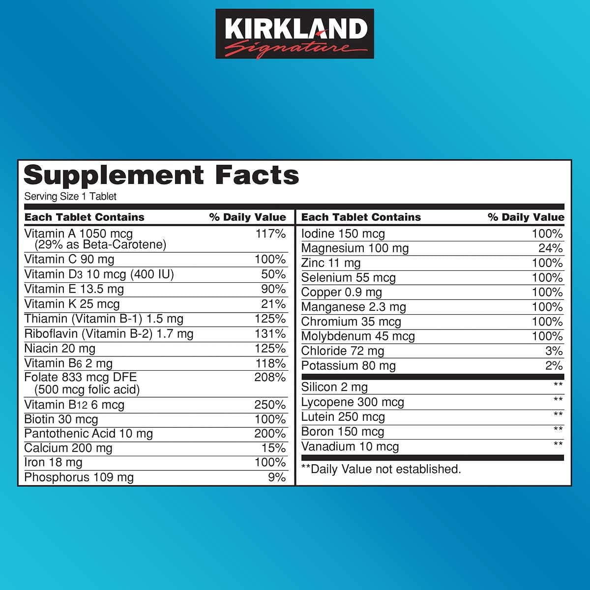 Kirkland Signature Daily Multi | Vitamins & Minerals | 500 Tablets
