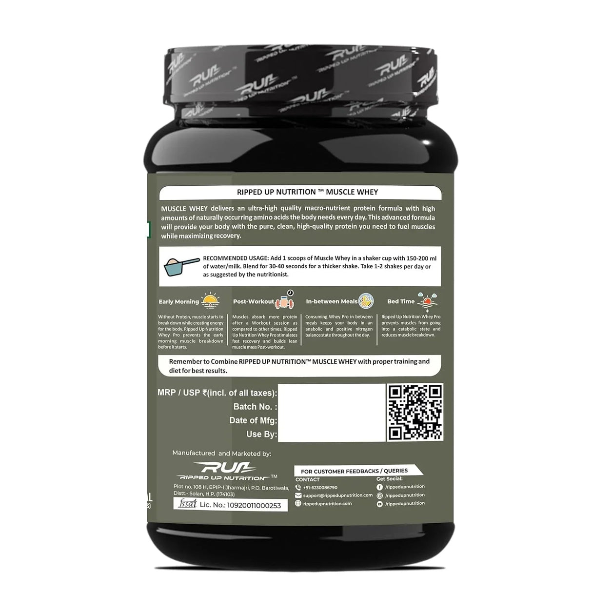 Ripped Up Nutrition Muscle Whey | 24g Protein, Low Carb Formula | 907g, 27 Servings
