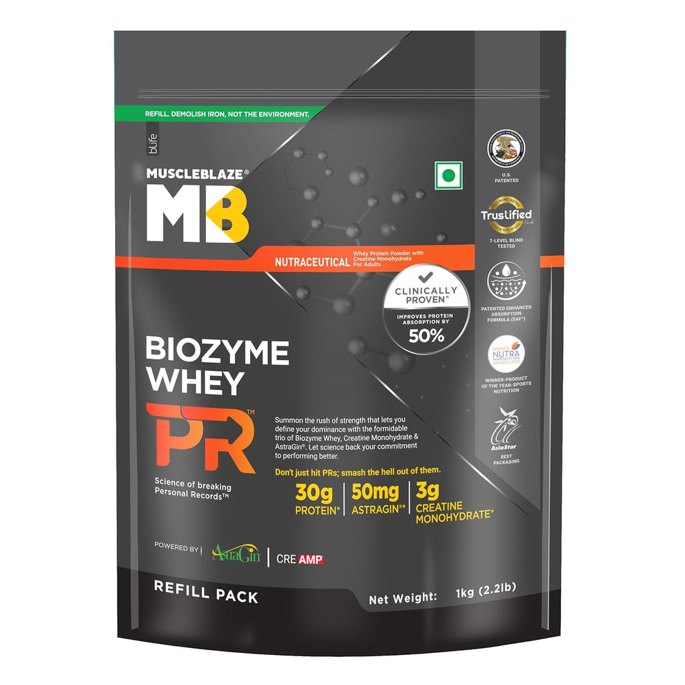 MuscleBlaze Biozyme Performance Whey Protein PR - 2.2 Lbs (Refill Pack)