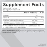 Sports Research CLA 1250 Max Strength | 95% Conjugated Linoleic Acid | 90 Softgels