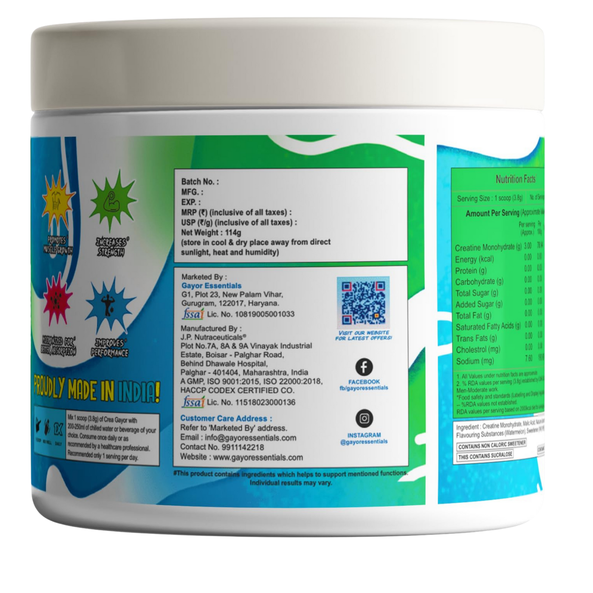 Gayor Essentials Crea-Gayor Micronised Creatine Monohydrate 228g | 60 Servings