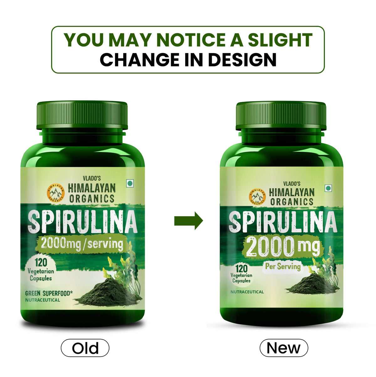 Vlado's Himalayan Organics, Spirulina, 2000mg - 120 Veg Capsules