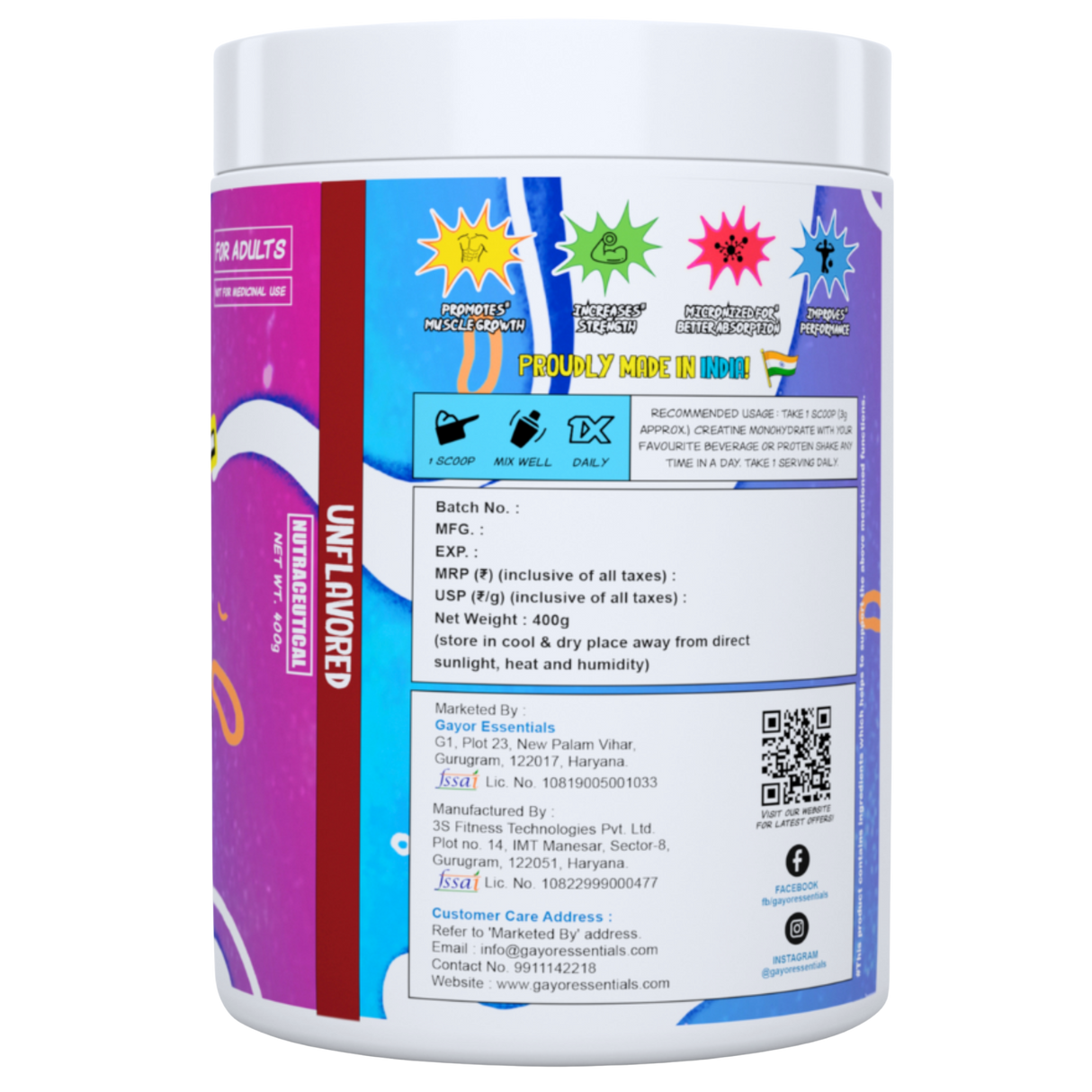 Gayor Essentials Crea-Gayor Micronised Creatine Monohydrate 400g | 133 Servings