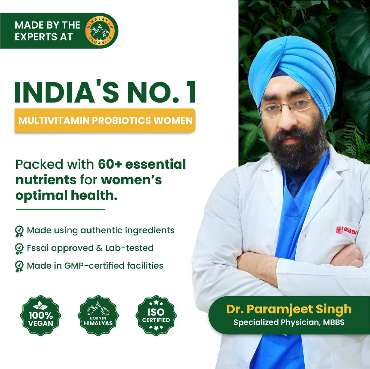 Vlado's Himalayan Organics, Multivitamin with Probiotics, 60 Ingredients - 60 Veg Tablets