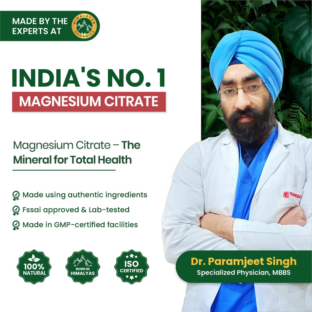 Vlado's Himalayan Organics Magnesium Citrate 1000mg | 60 Veg Capsules | Muscle Relaxation & Sleep Support