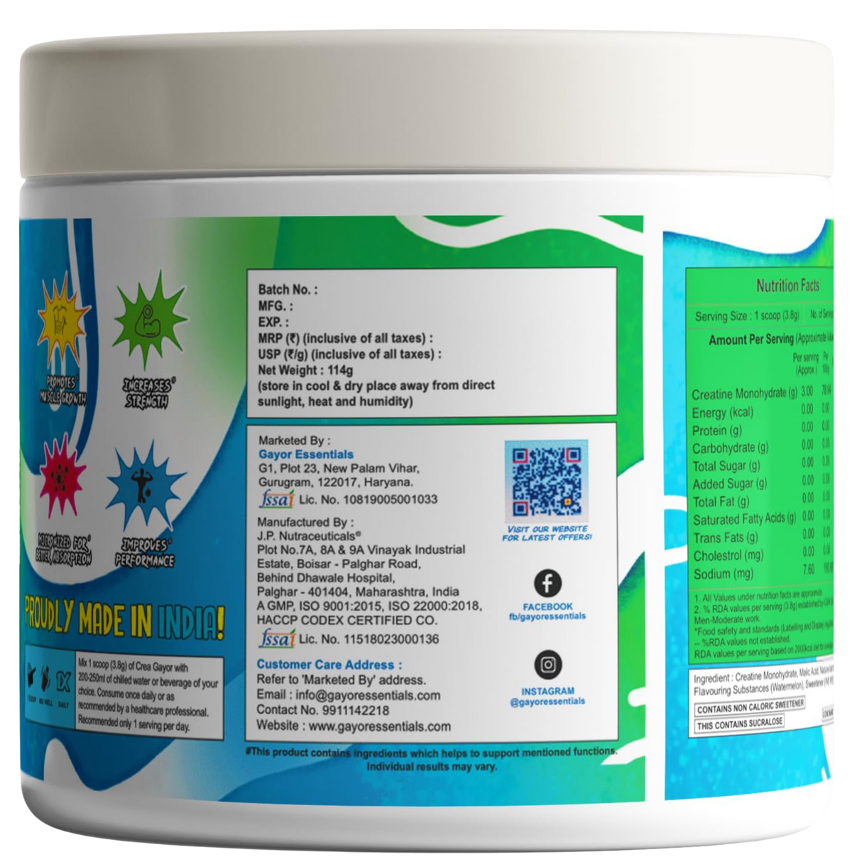 Gayor Essentials Crea-Gayor Micronised Creatine Monohydrate 114g | 30 Servings
