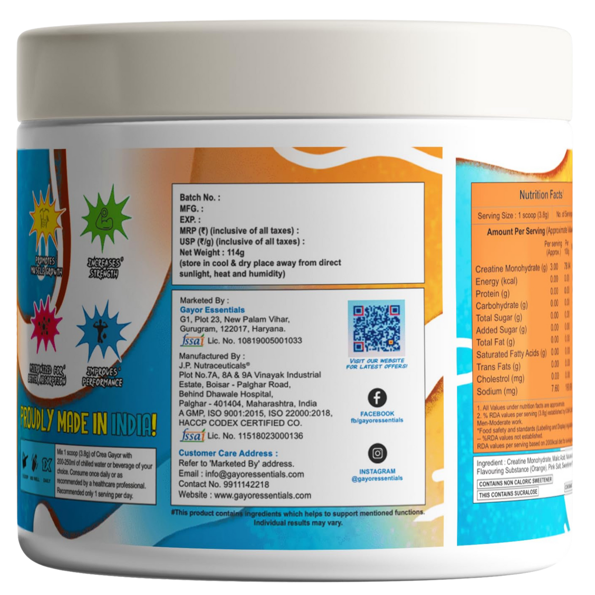 Gayor Essentials Crea-Gayor Micronised Creatine Monohydrate 114g | 30 Servings