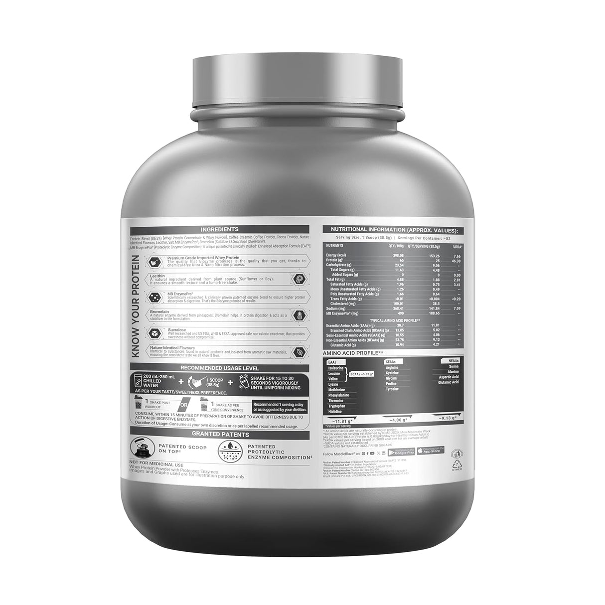 MuscleBlaze Biozyme Performance Whey - 4.4 Lbs
