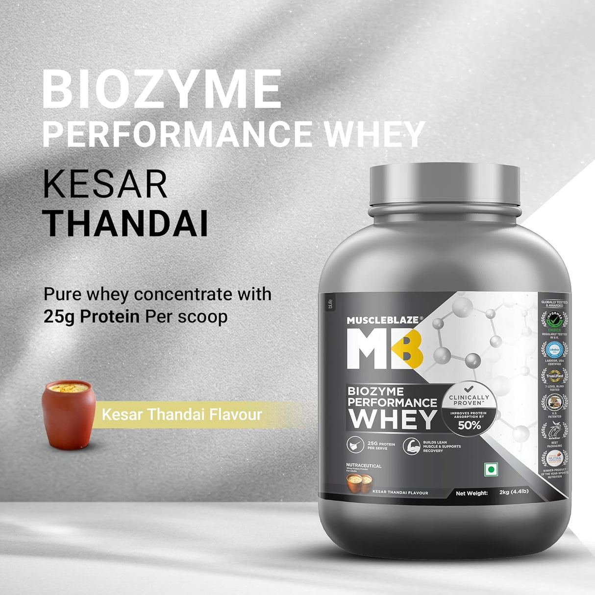 MuscleBlaze Biozyme Performance Whey - 4.4 Lbs