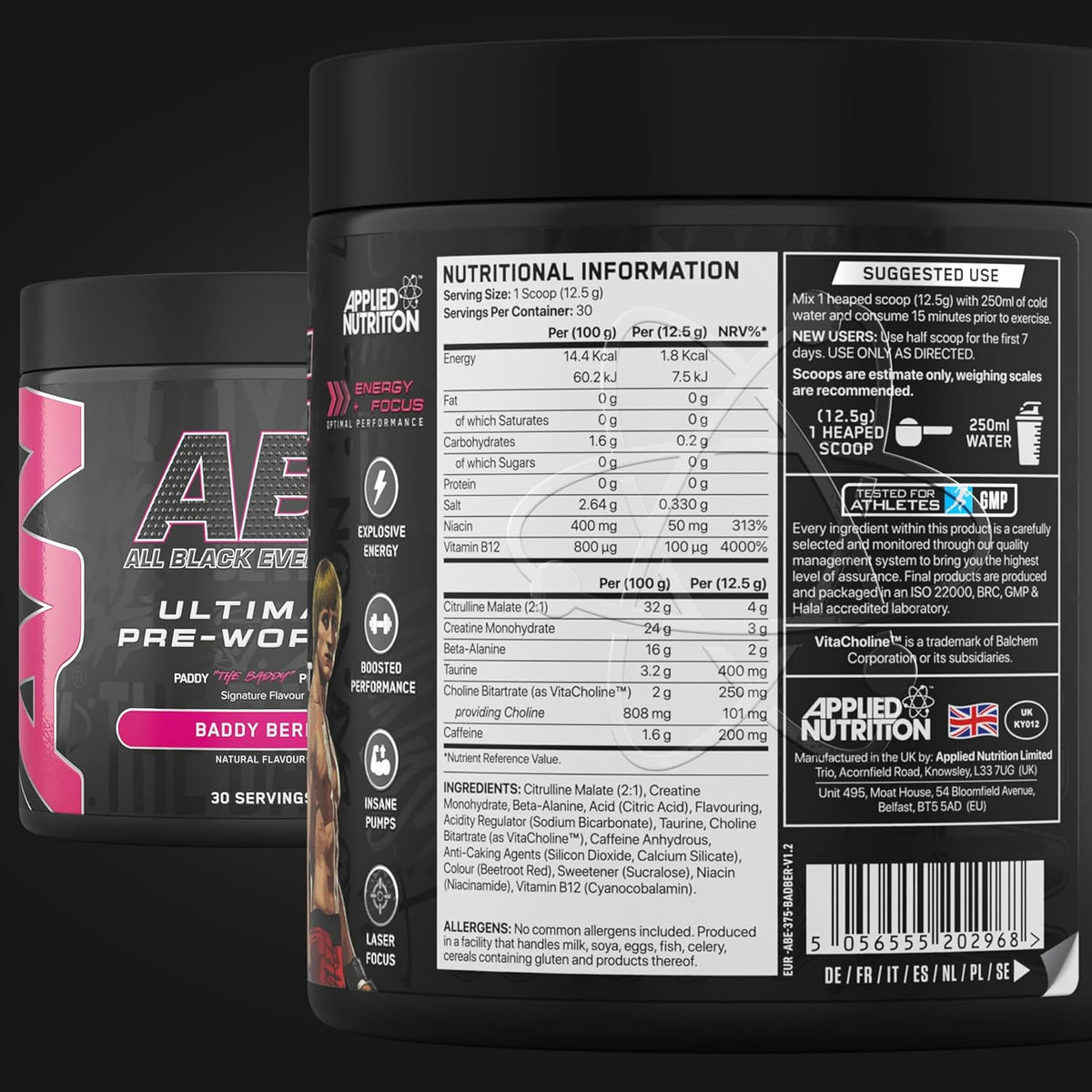 Applied Nutrition ABE (All Black Everything) Pre-Workout Powder | 375g (30 Servings)