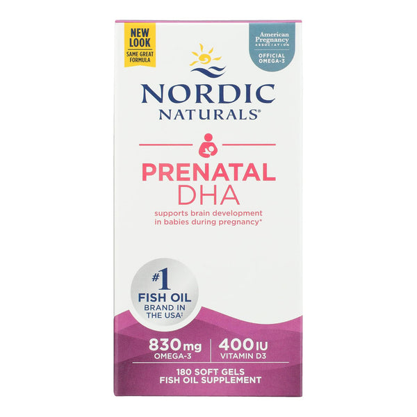 Nordic Naturals Prenatal DHA | 830mg Omega-3 Fish Oil | 400 IU Vitamin D3 | 180 Softgels