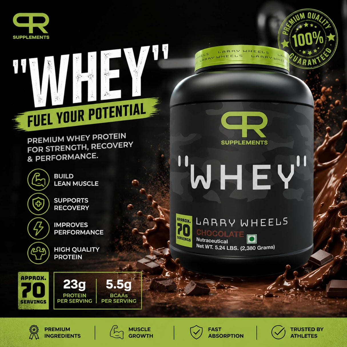 PR Supplements Larry Wheels Whey Protein Powder 2.38kg | Whey Protein Supplement