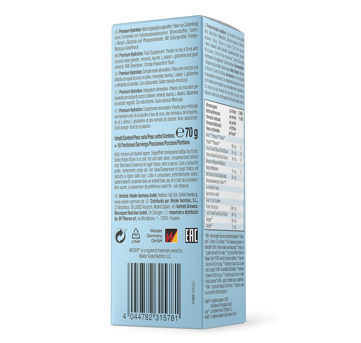 Weider Premium Hydration 10 Servings | Electrolyte Drink Mix
