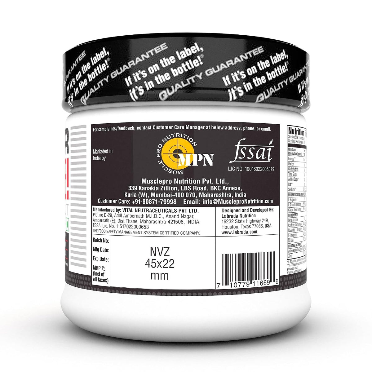 Labrada Super Charge Pre-Workout Concentrate Powder 315g | 63 Servings