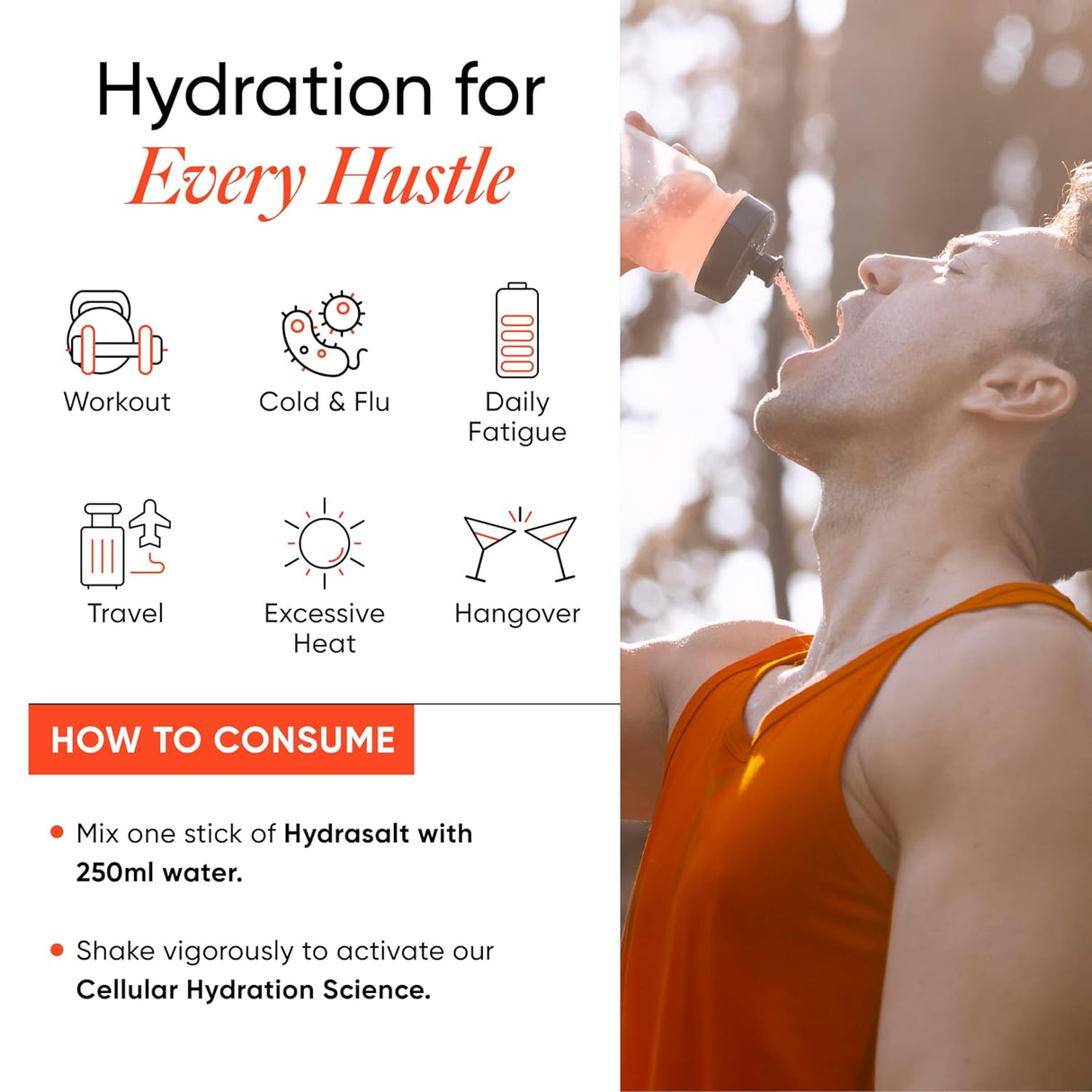 Wellbeing Nutrition HydraSalt Electrolyte Drink with Zero Added Sugar | 5 Electrolytes & 3 Vitamins for Instant Hydration, Energy, Performance & Recovery | 90g, Pack of 15