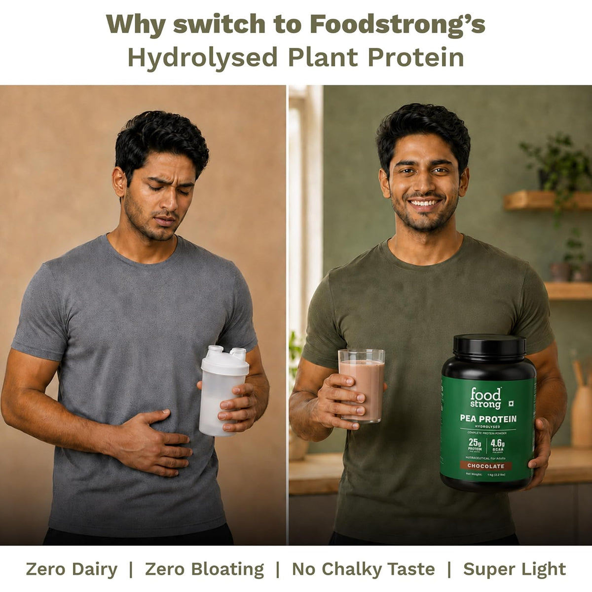 Foodstrong Pea Protein Powder | Complete Plant Protein | 25g Protein | 1kg