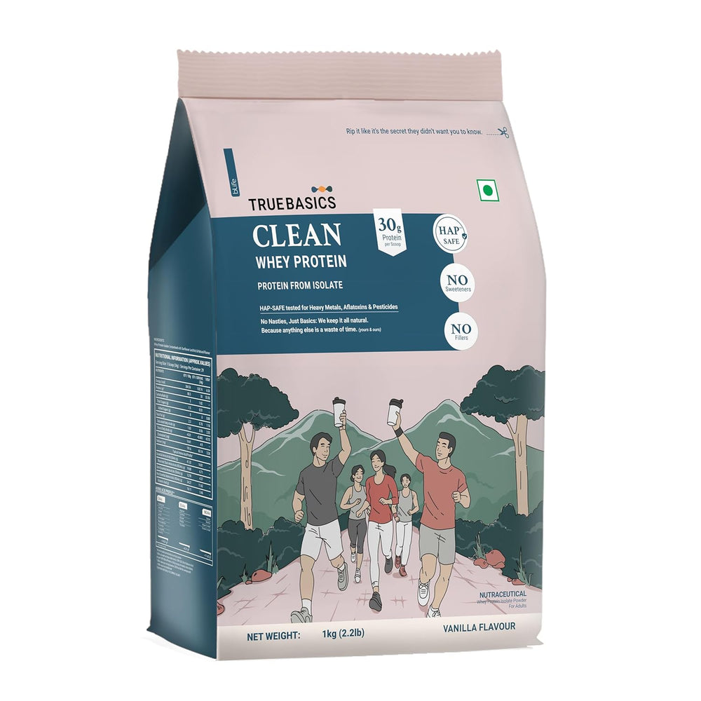 TrueBasics Clean Whey 100% Protein Isolate (1 Kg) | 28g Protein per Scoop