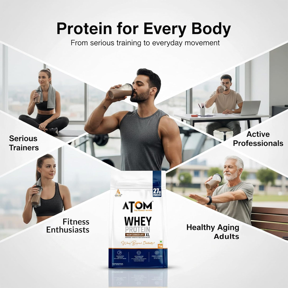AS-IT-IS ATOM Whey Protein XL 1kg | Whey Protein with DigeZyme® & Fermented Yeast Protein