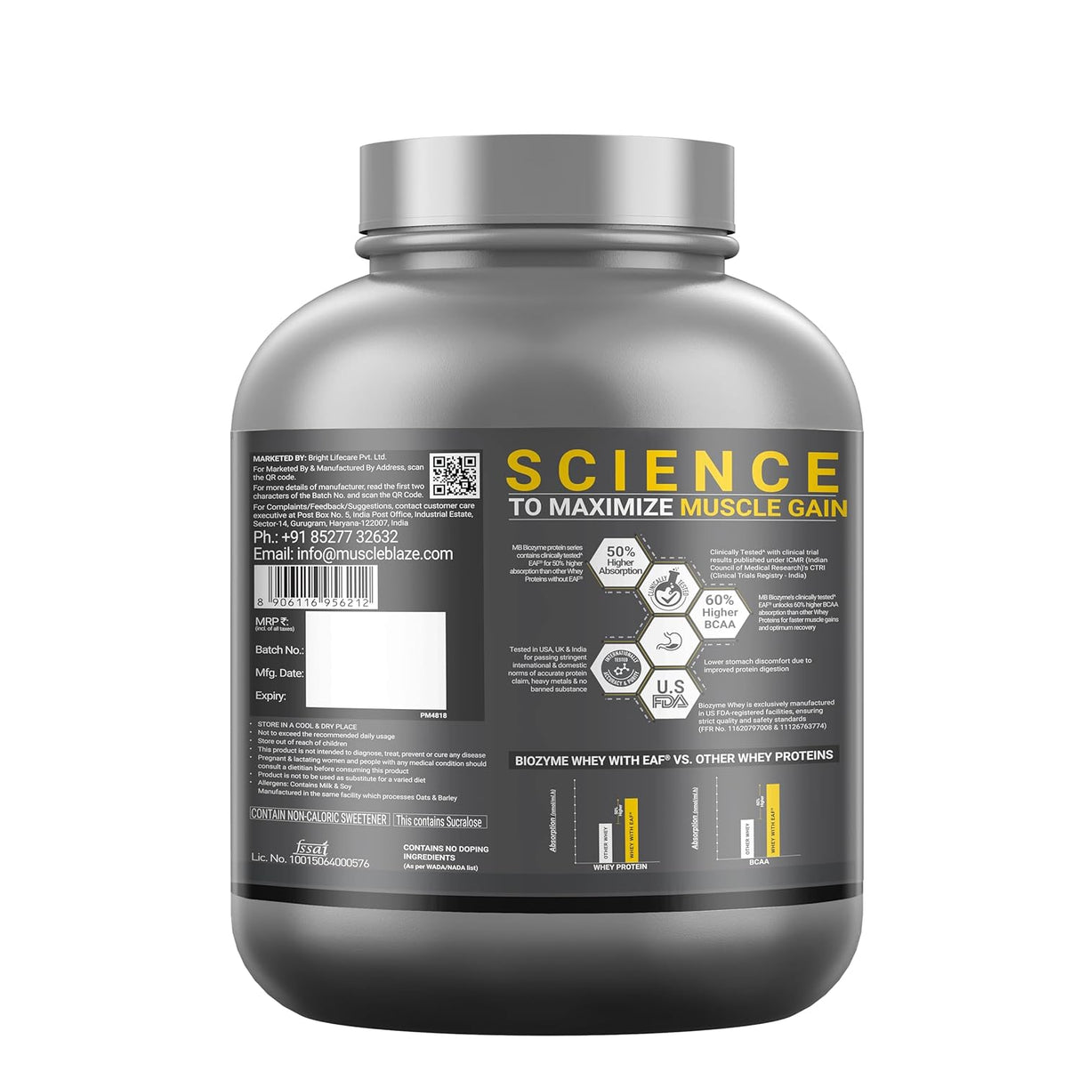 MuscleBlaze Biozyme Performance Whey - 4.4 Lbs