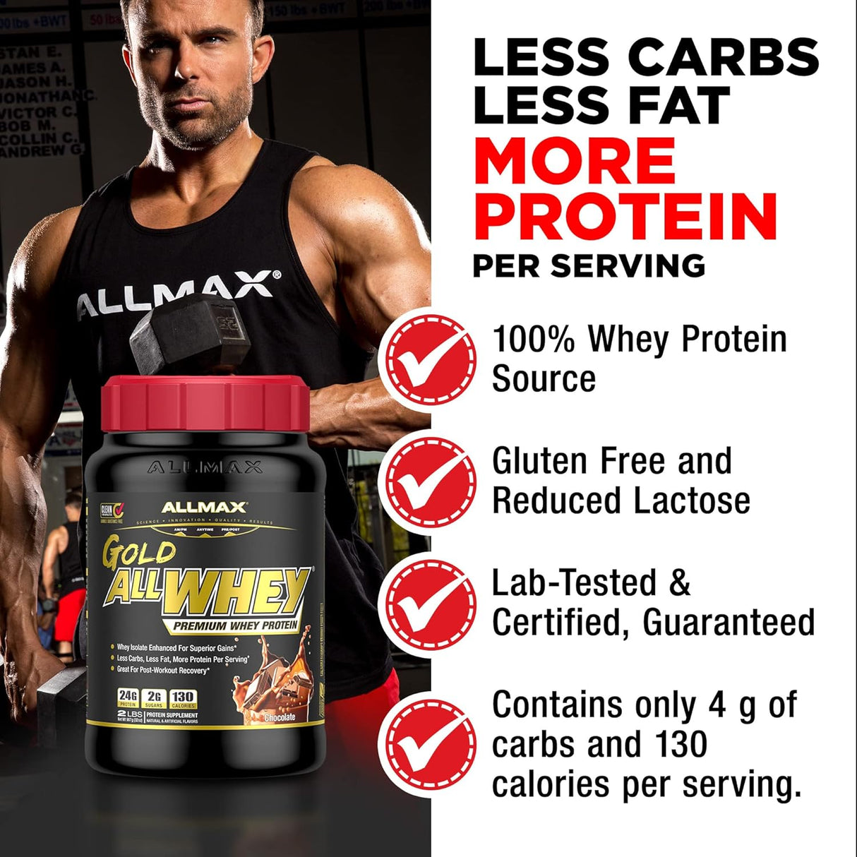Allmax Gold Allwhey Premium Whey Protein Powder 5lb | 24g Protein | 71 Servings