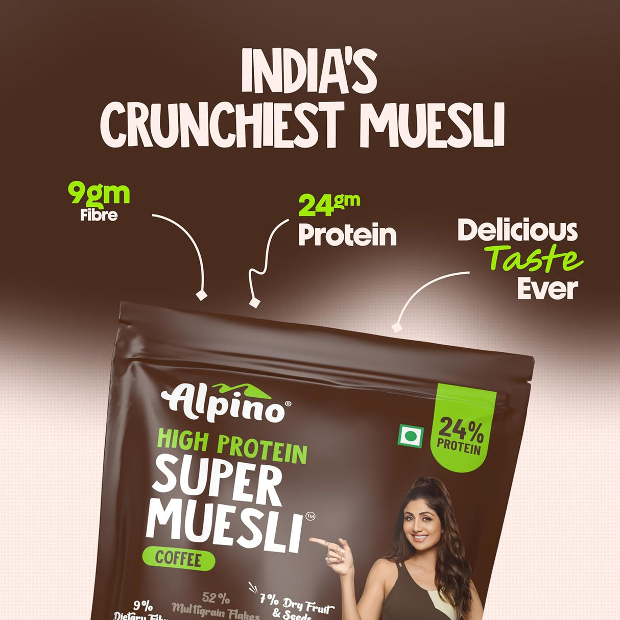 Alpino Super Muesli (Whole Grain Breakfast Cereal) - 400 gm
