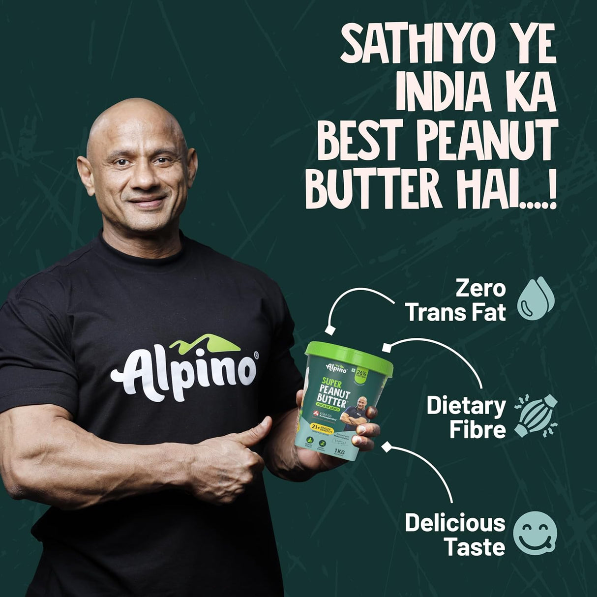 Alpino Super Peanut Butter with KSM-66 Ashwagandha Chocolate Crunch - 1 Kg