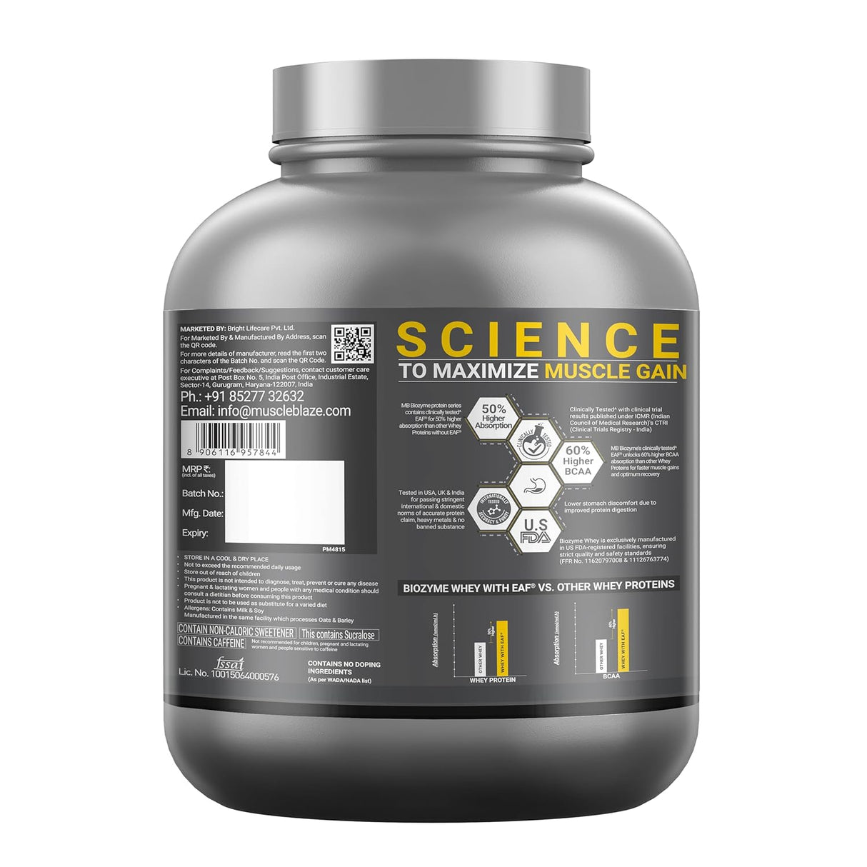 MuscleBlaze Biozyme Performance Whey - 4.4 Lbs