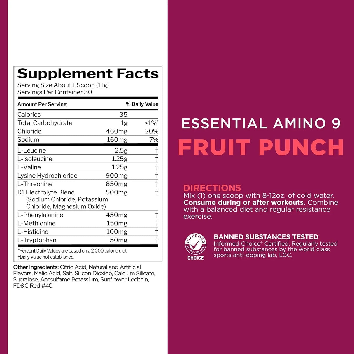 RULE1 Essential Amino 9 Recovery & Hydration Support - 30 Servings