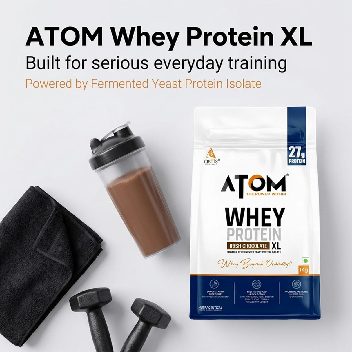 AS-IT-IS ATOM Whey Protein XL 1kg | Whey Protein with DigeZyme® & Fermented Yeast Protein