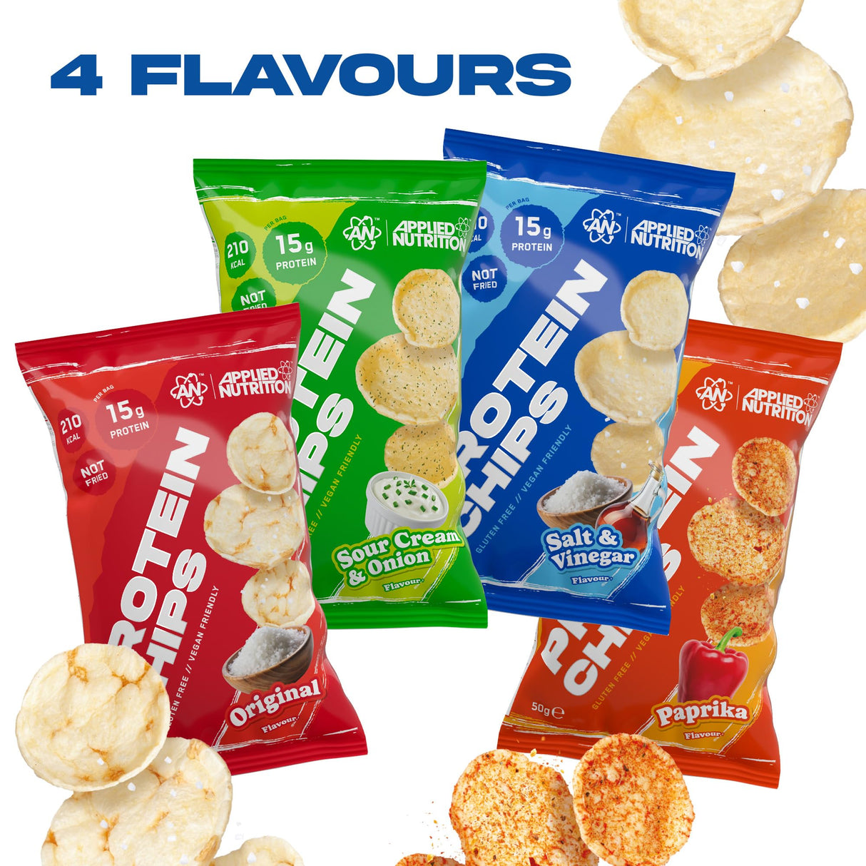 Applied Nutrition Protein Chips | Gluten-Free & Vegan | 15g Protein | 7 x 50g
