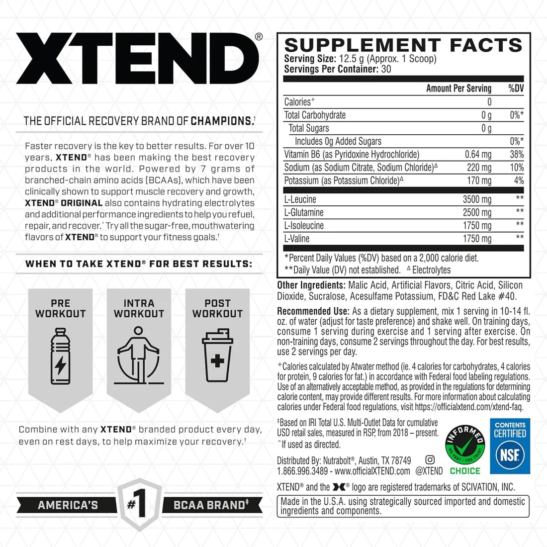 Xtend Original BCAAs Powder - 30 Servings