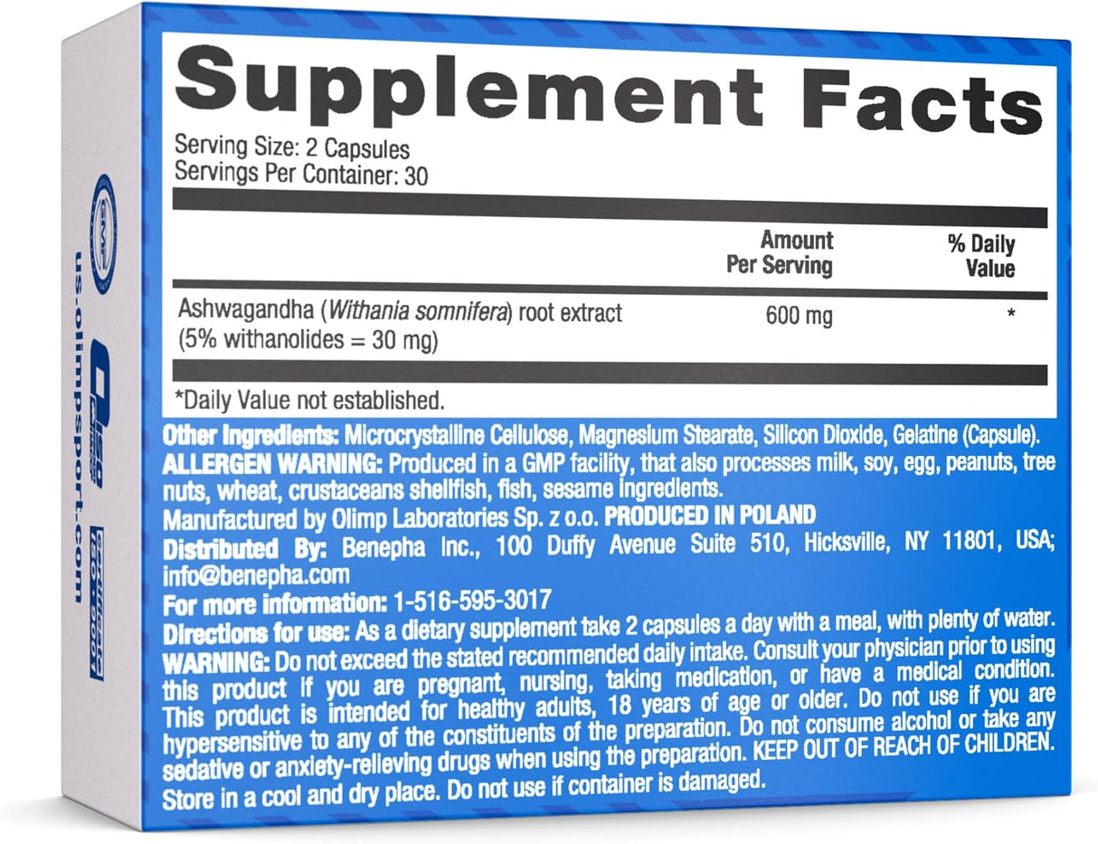 Olimp Sport Nutrition Ashwagandha KSM-66 Supplement | 60 Vegan Capsules