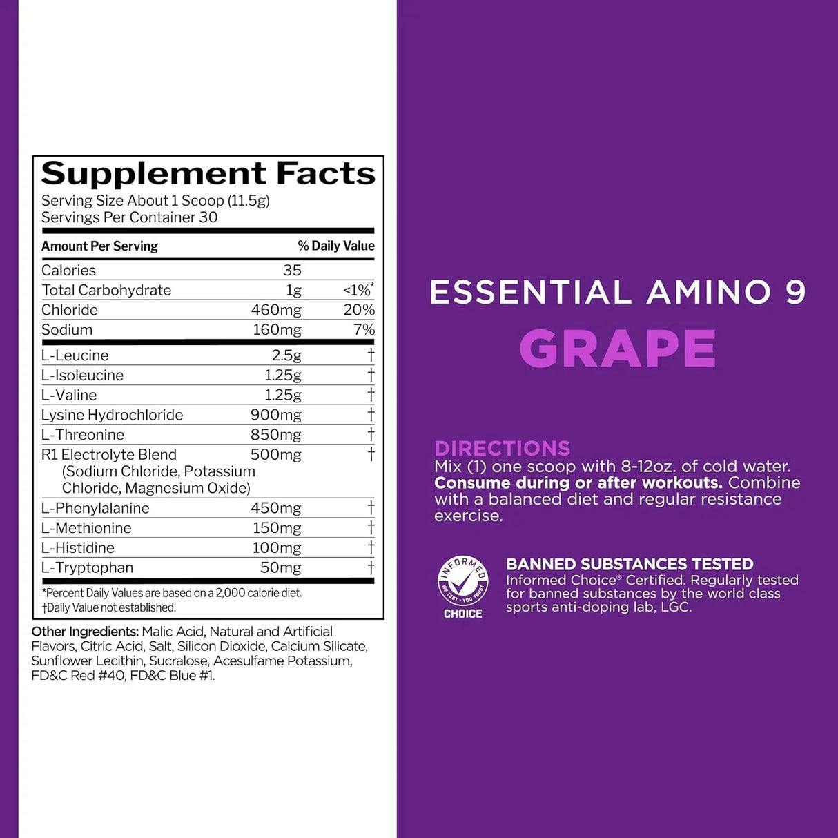 RULE1 Essential Amino 9 Recovery & Hydration Support - 30 Servings