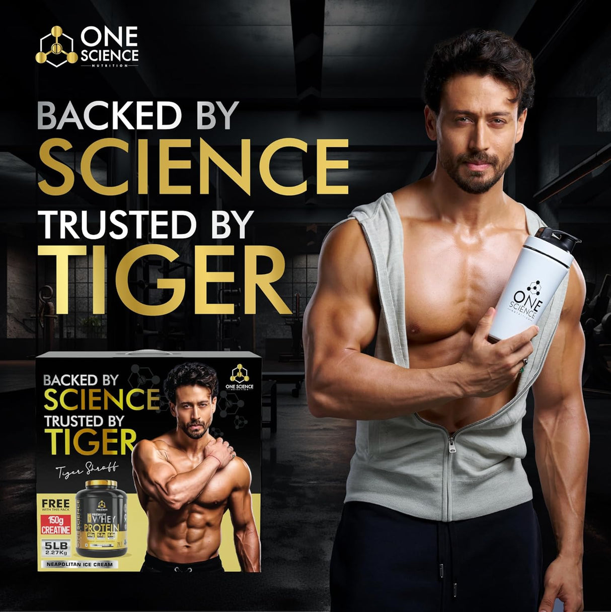 One Science Premium Whey Protein 5 Lbs with Micronized Creatine 150 Gm | 25g Protein Per Serving | Lean Bulk Stack