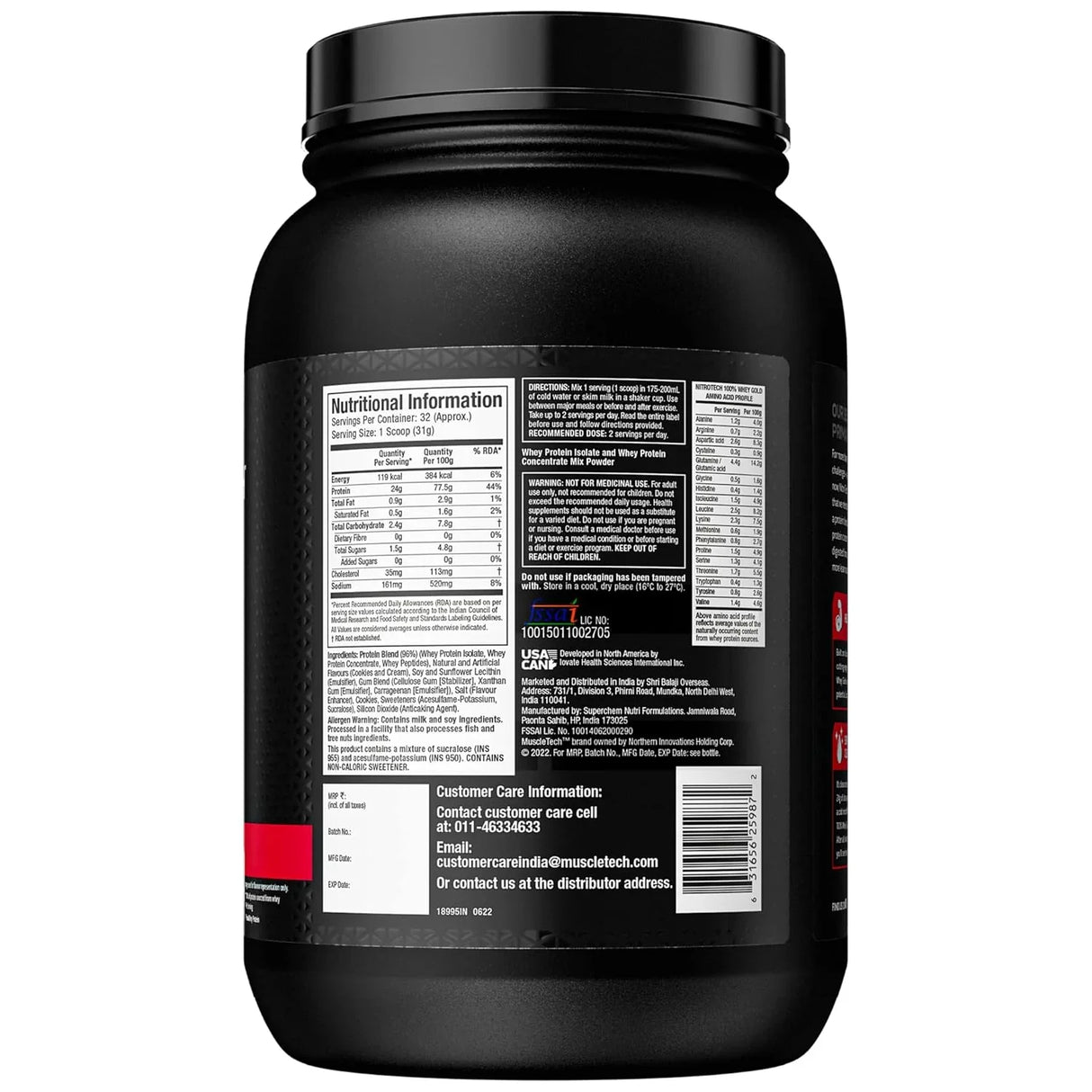 MuscleTech Nitrotech 100% Whey Gold - 2 Lbs