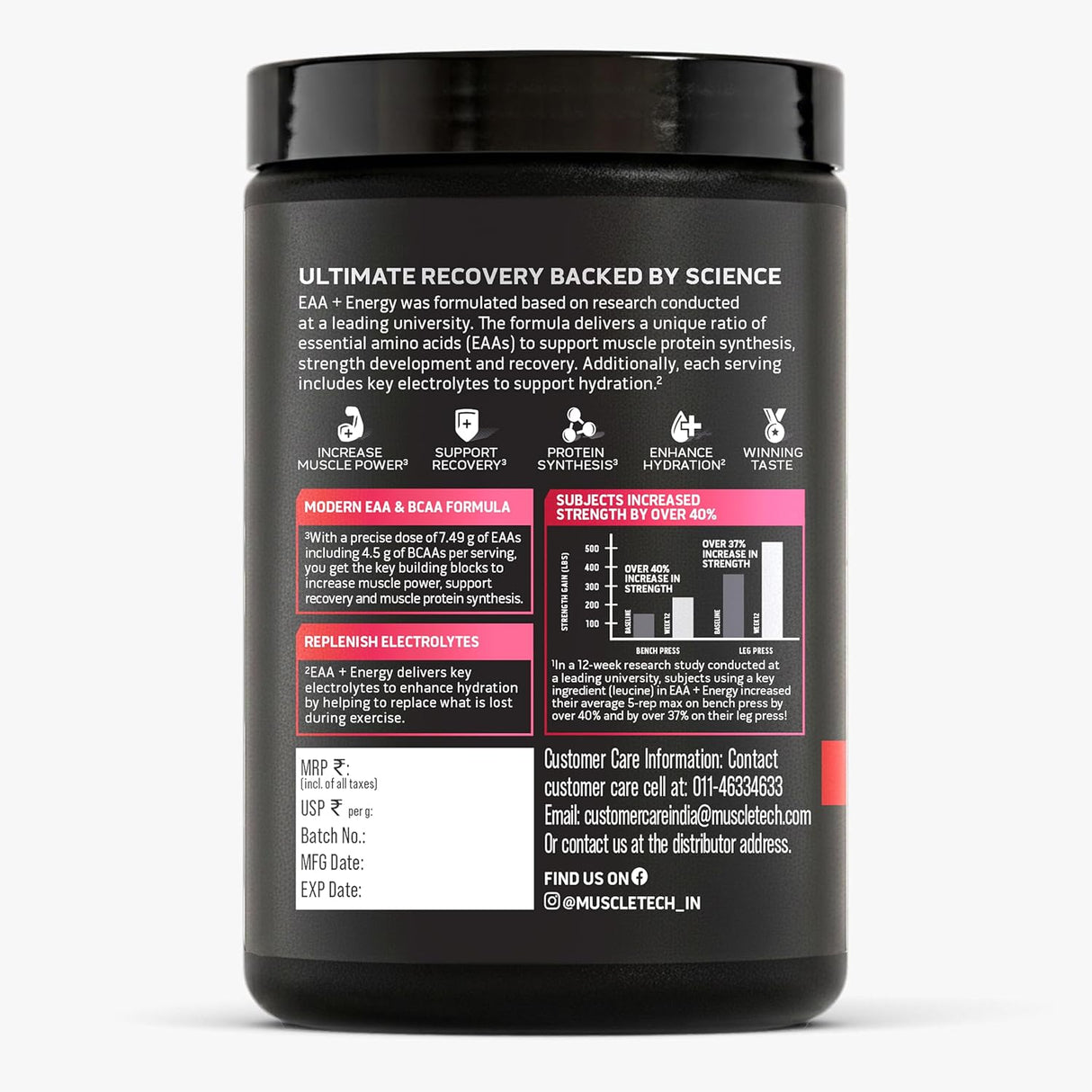 MuscleTech EAA + Energy Powder | Essential Amino Acids with 100mg Caffeine | 30 Servings