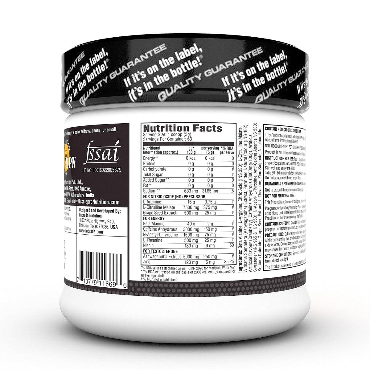 Labrada Super Charge Pre-Workout Concentrate Powder 315g | 63 Servings