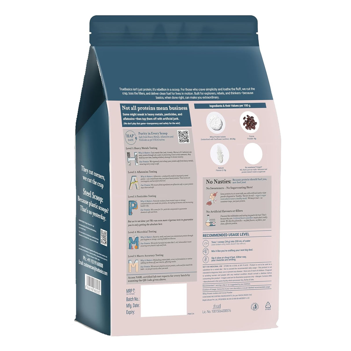 TrueBasics Clean Whey 100% Protein Isolate (1 Kg) | 28g Protein per Scoop