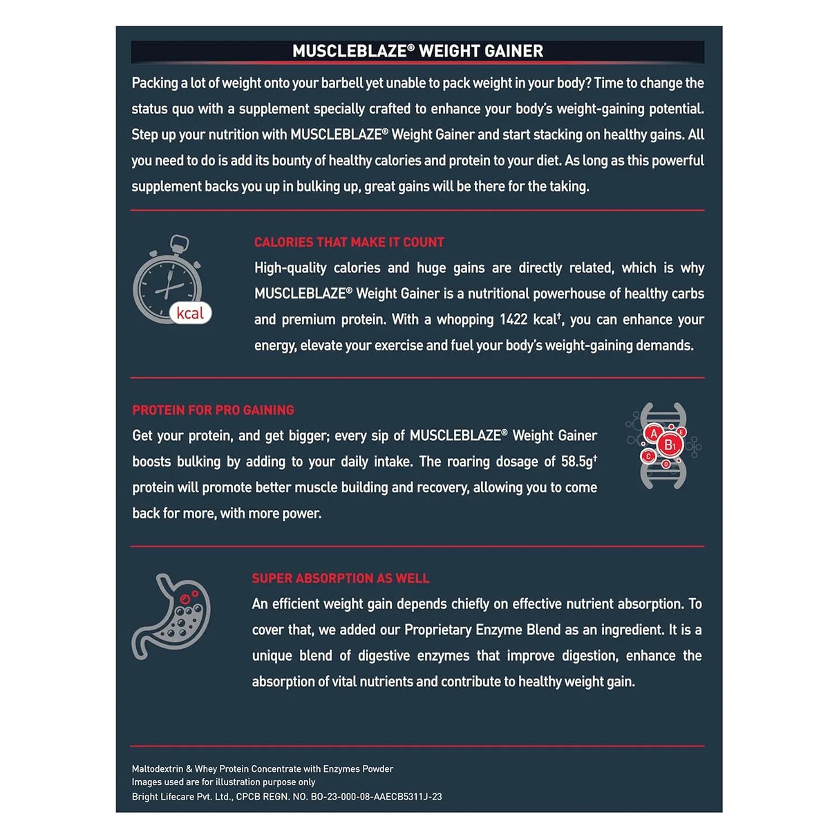 MuscleBlaze Weight Gainer with Added Digezyme - 2 Kg