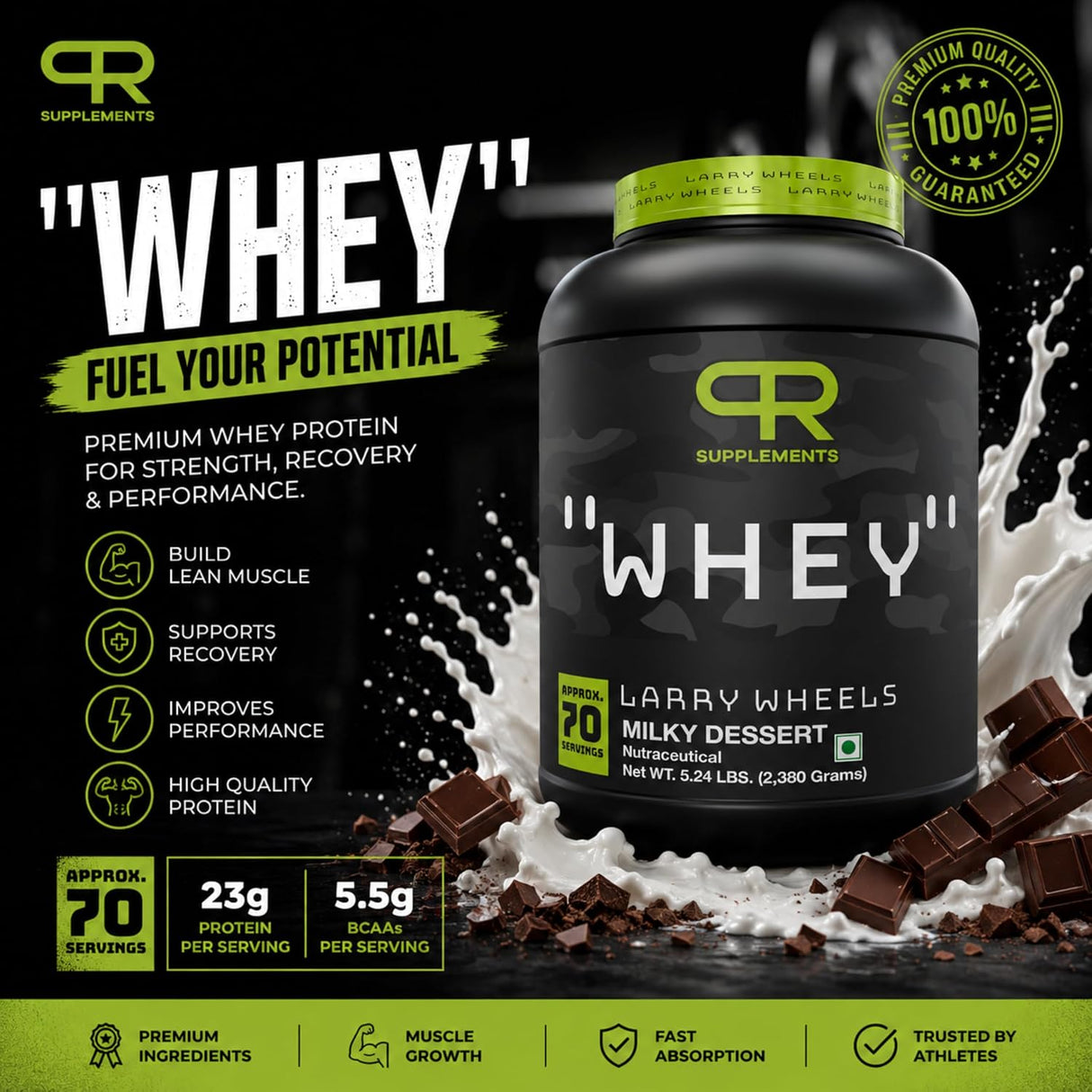 PR Supplements Larry Wheels Whey Protein Powder 2.38kg | Whey Protein Supplement