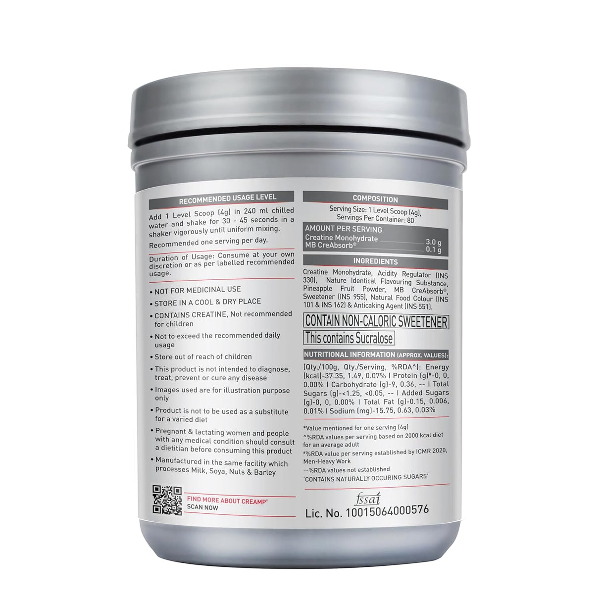 MuscleBlaze Creatine Monohydrate CreAMP - 80 Servings