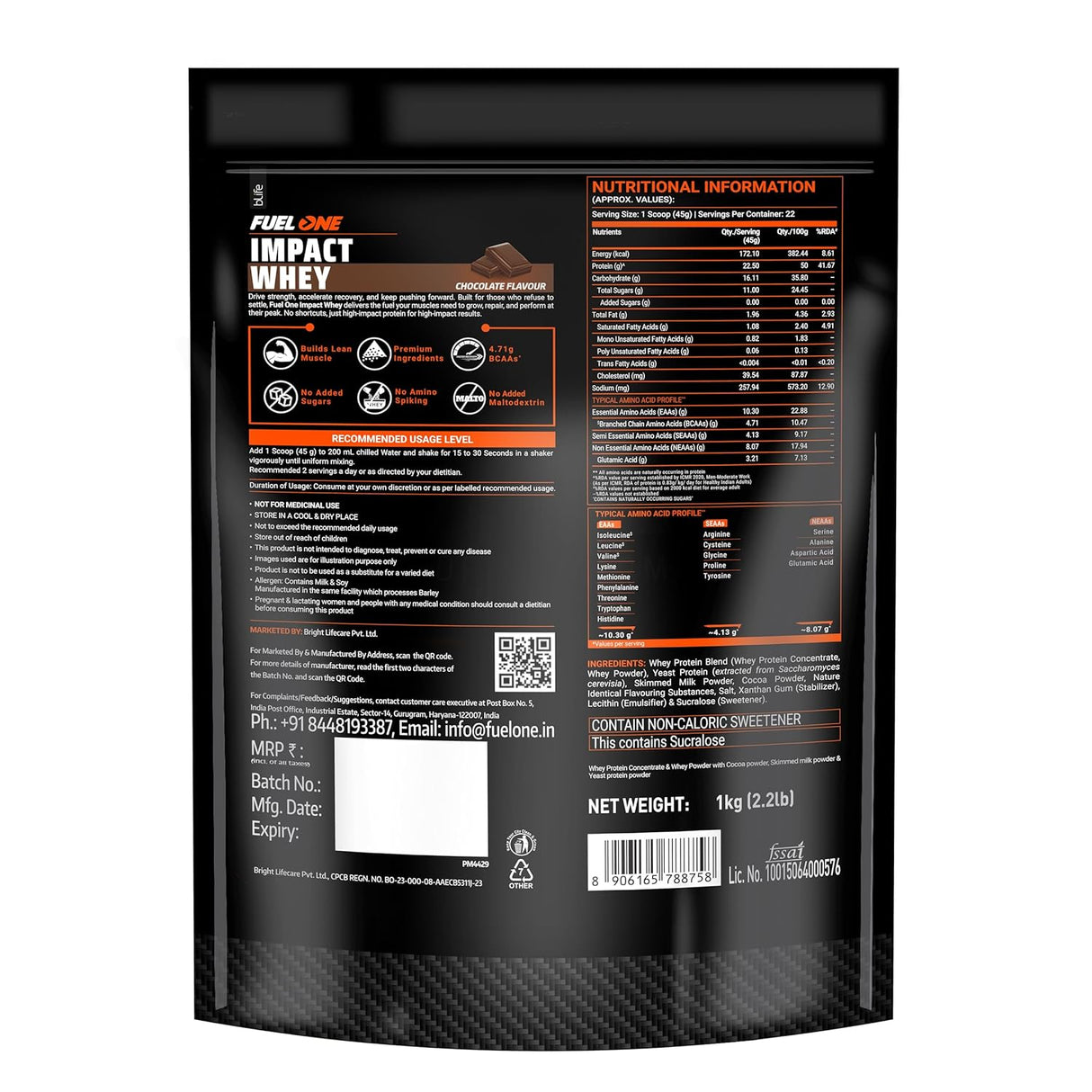 Fuel One Impact Whey Protein, 1 kg (2.2 lb)