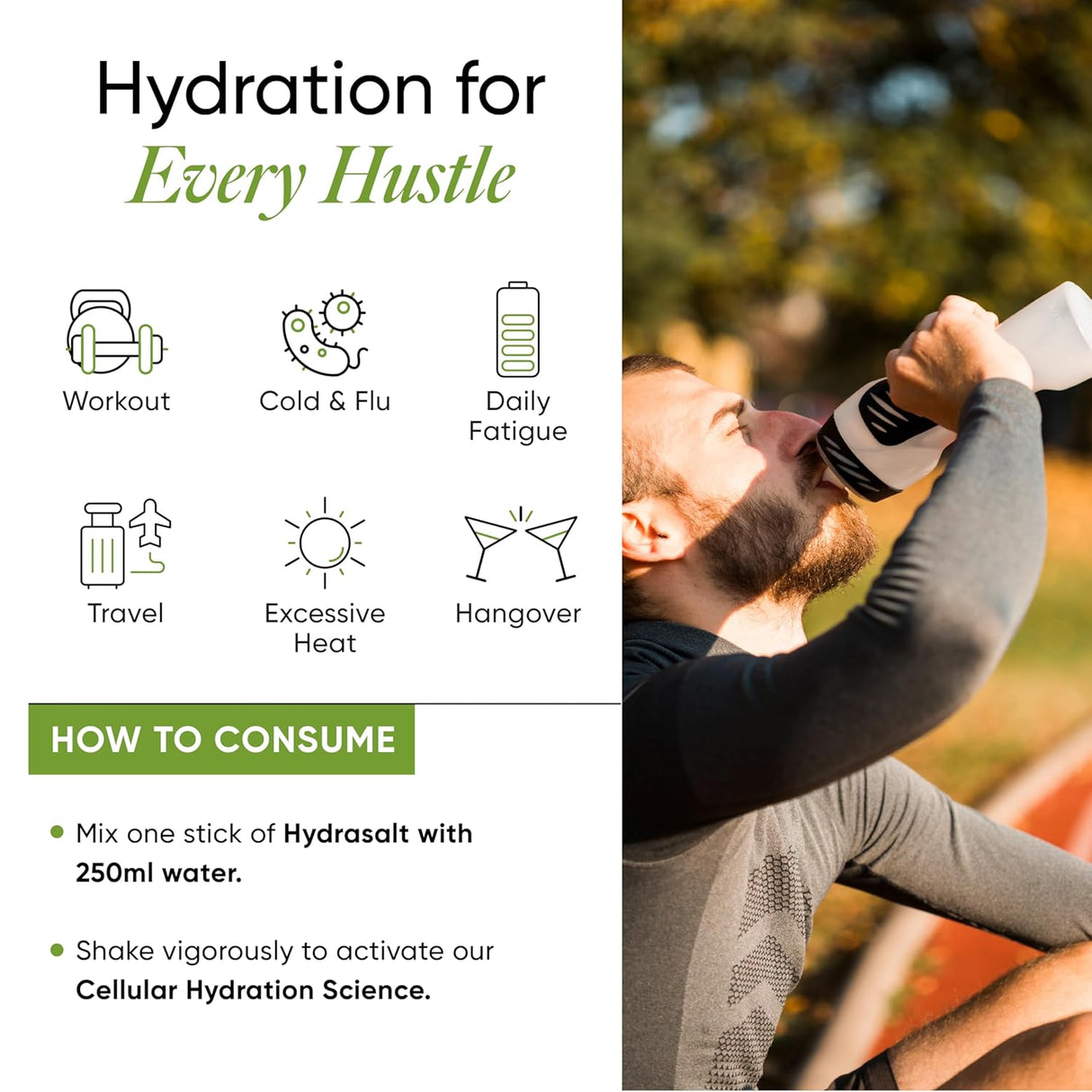 Wellbeing Nutrition HydraSalt Electrolyte Drink with Zero Added Sugar | 5 Electrolytes & 3 Vitamins for Instant Hydration, Energy, Performance & Recovery | 90g, Pack of 15