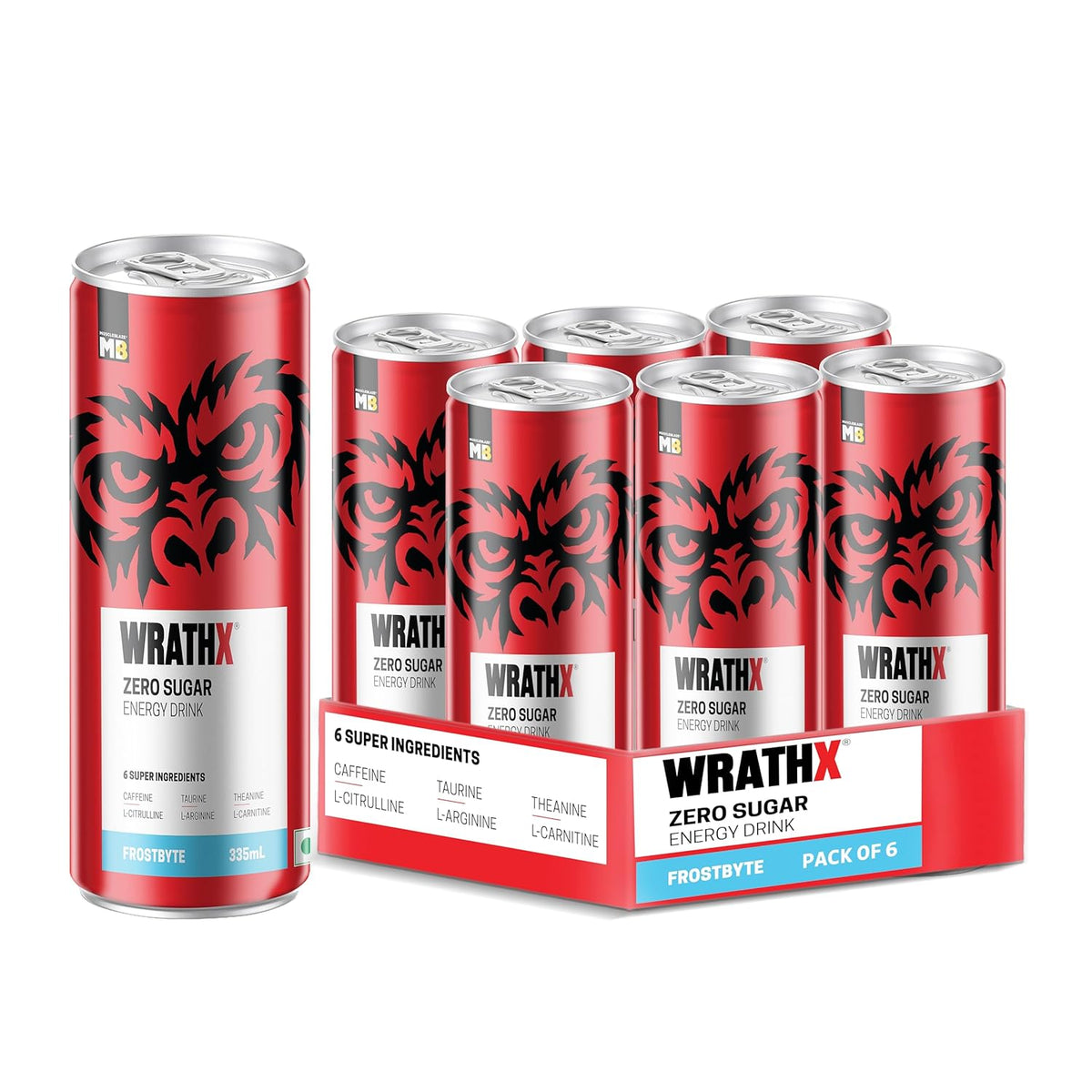 MuscleBlaze WrathX Energy Drink | Frostbyte | 335ml x  Pack of 6