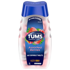TUMS Ultra Strength Chewable Antacid Tablets | Assorted Berries | 160 Tablets