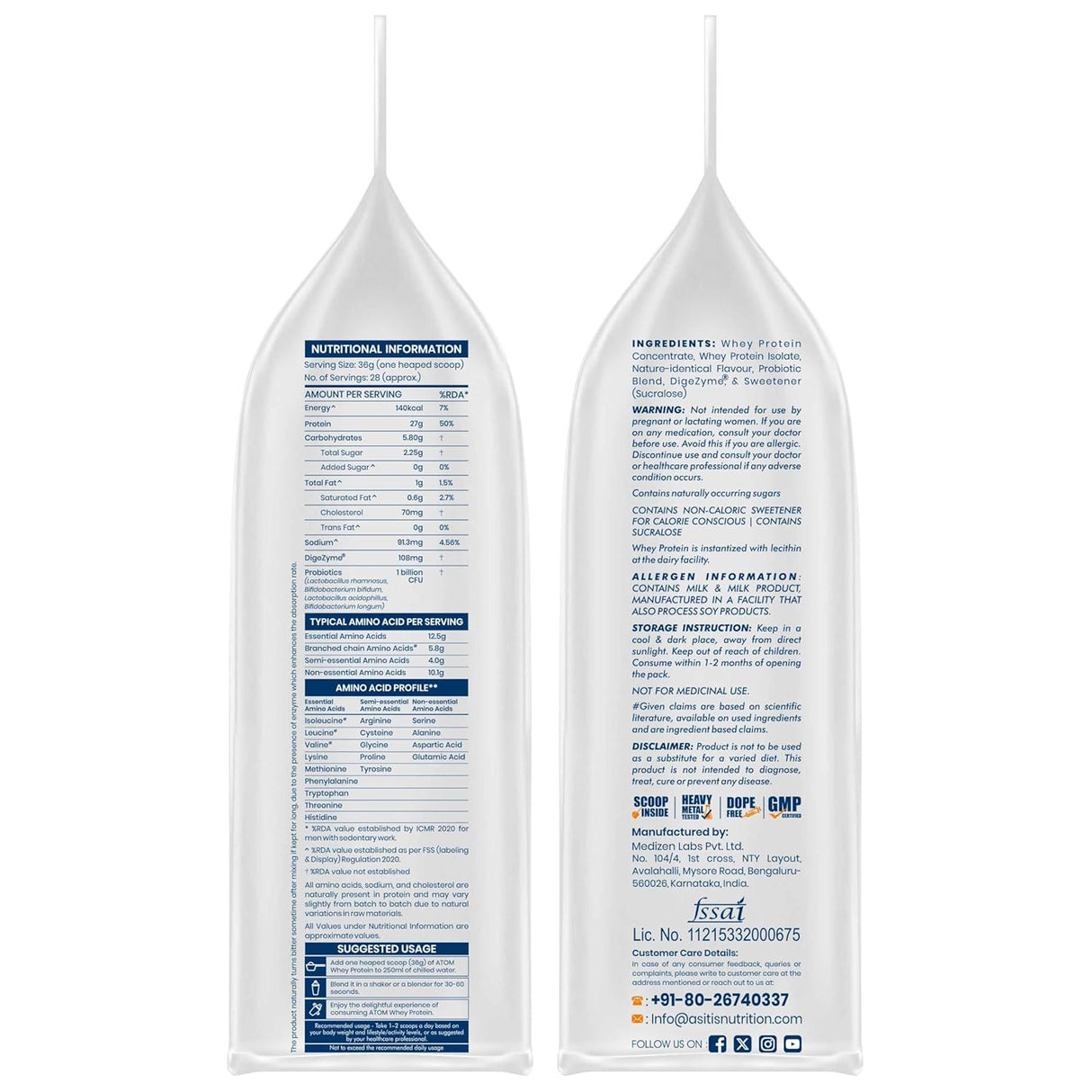 AS-IT-IS Atom Whey Protein with Digestive Enzymes - 1 kg (2.2 Lbs)