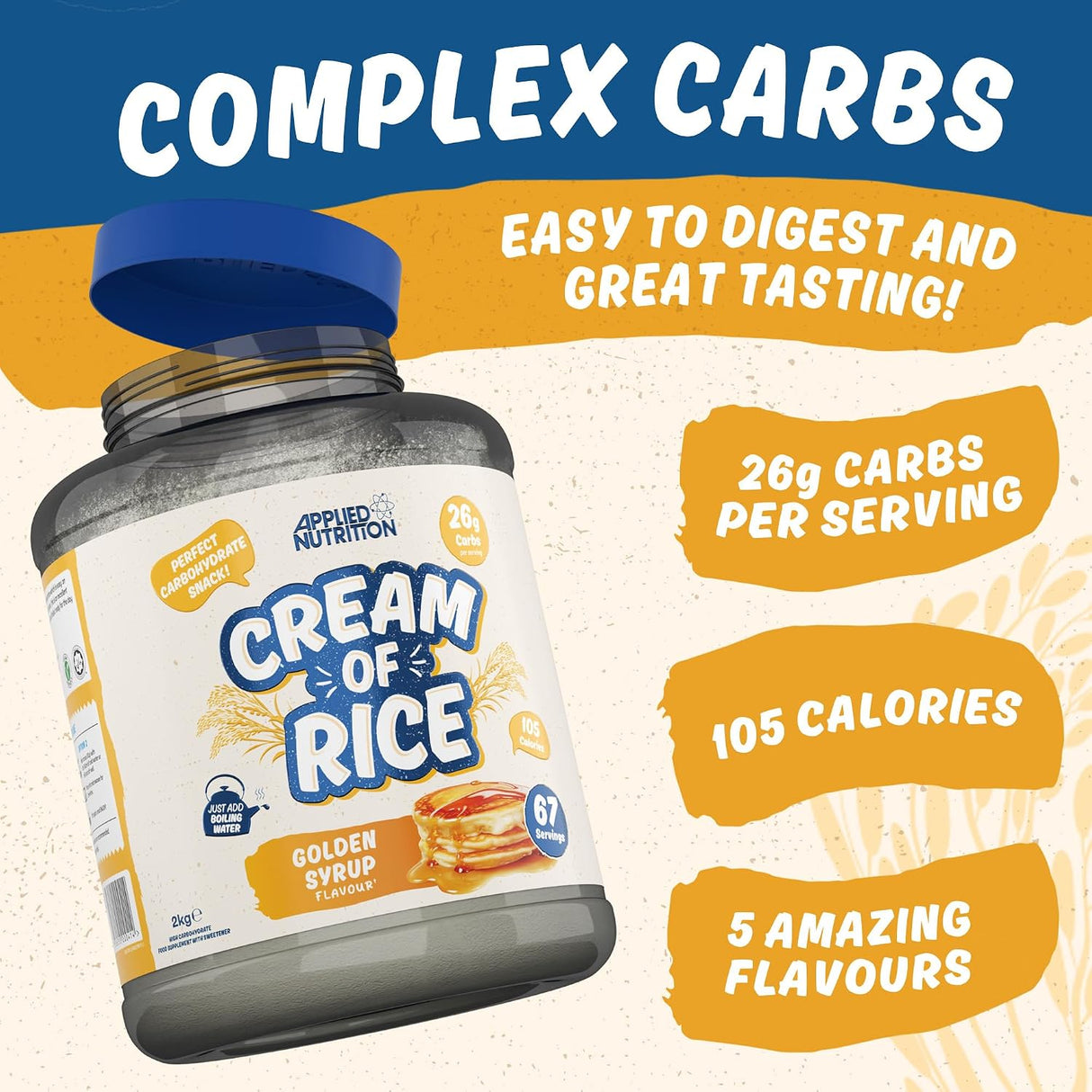 Applied Nutrition Cream of Rice | 25g Carbs | 2kg (67 Servings)