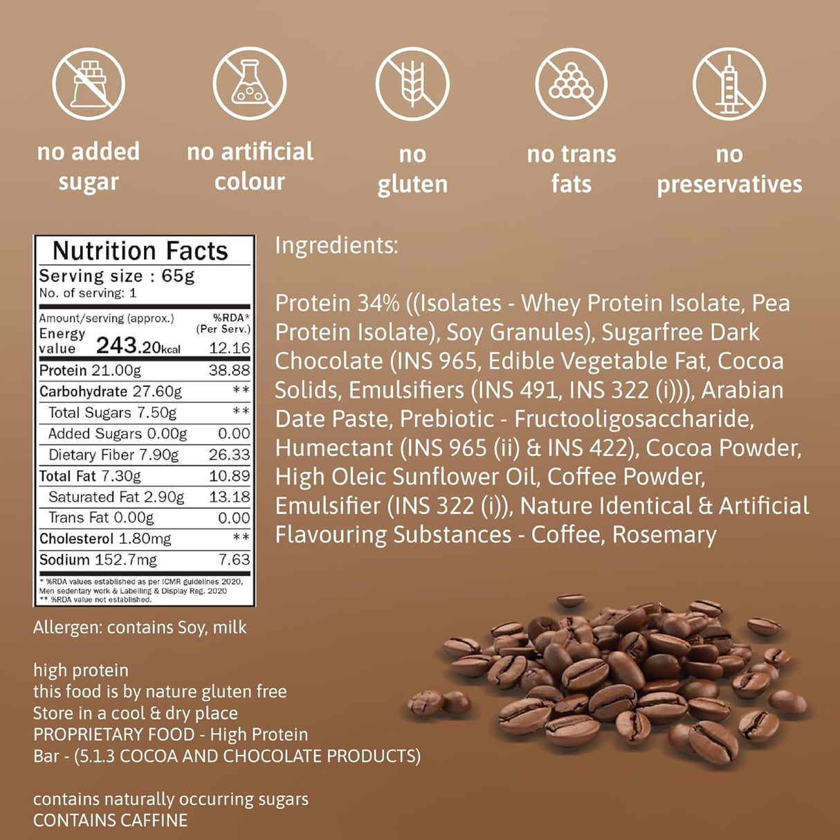 PHAB Fudge Protein Bars | 21g Protein | Pack of 12